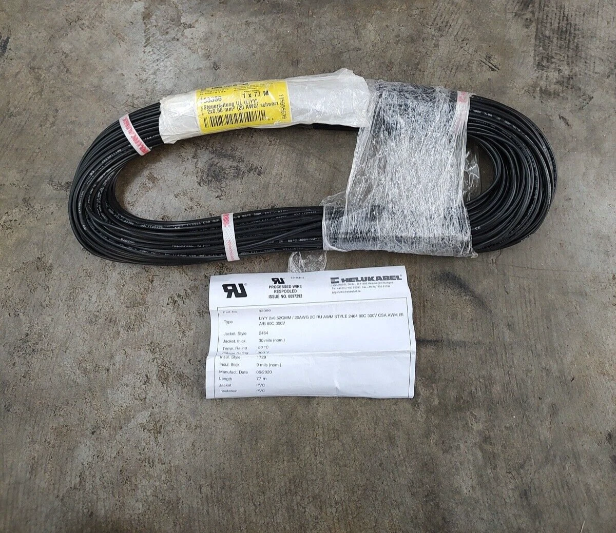 Helukabel Command cable UL (LiYY) 2x0,56 mm² (20 AWG) BK Part no 