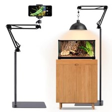 Metal Reptile Lamp Stand Tall Floor  Reptile Heat lamp Stand Adjustable with 3...