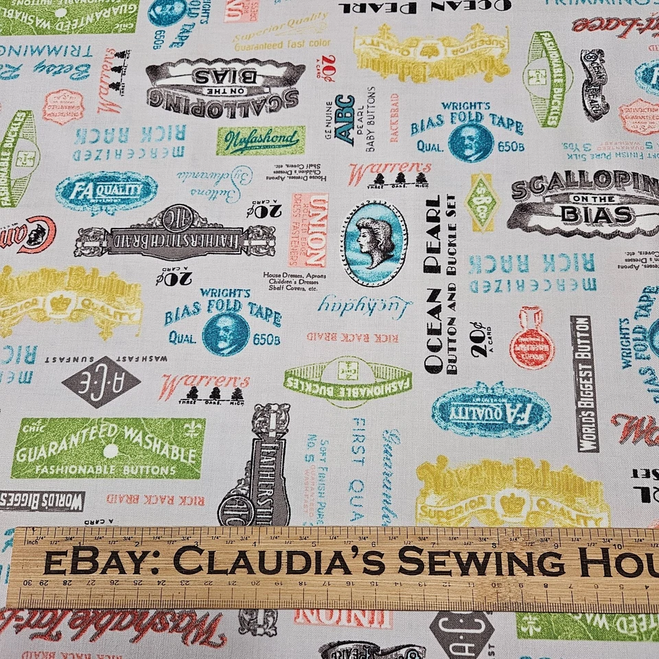 The Dressmaker Collection BTY Amy Barickman Red Rooster Sewing Notions Gray - Image 2 of 3