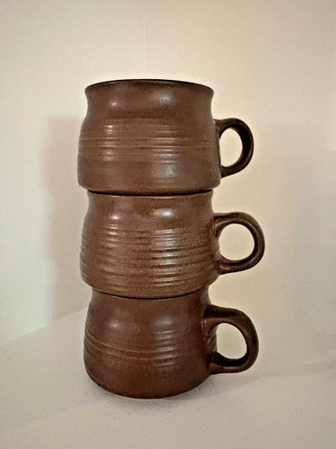 Denby Langley Mayflower Stoneware 3 flat cups tea