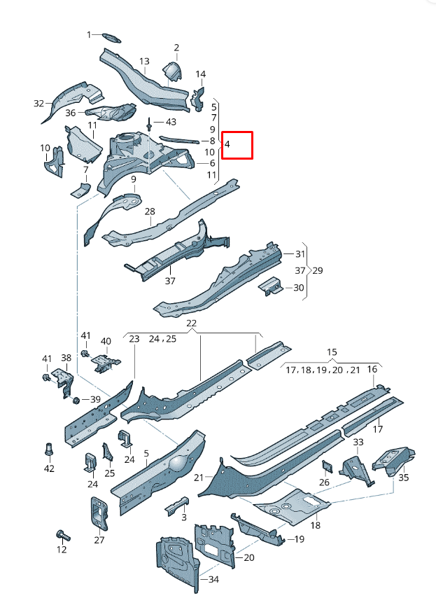 AUDI RS4 Avant B9 Front Left Suspension Strut Dome 8W0805139TA NEW