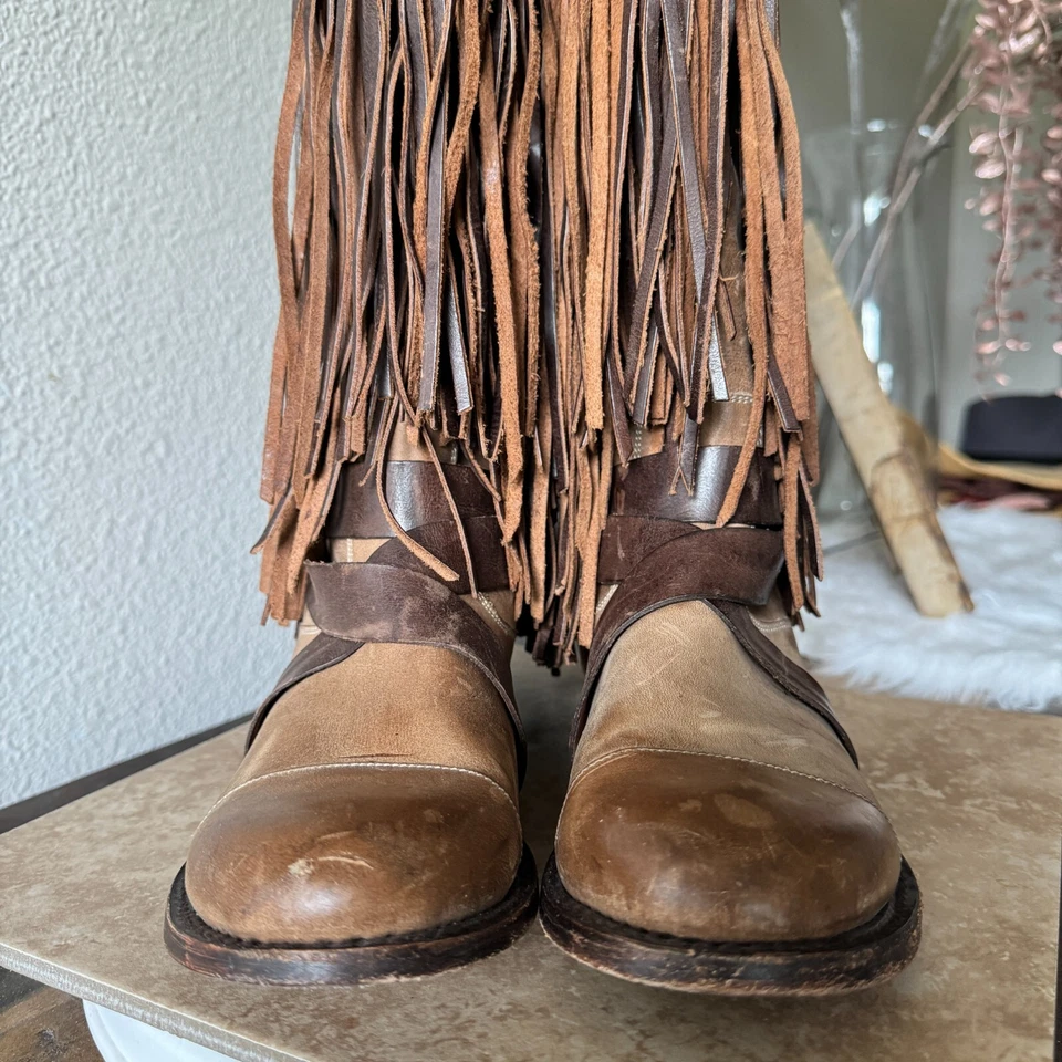 Botas Stetson para mujer 8 flecos arnés bohemio occidental vaquero cuero festival Foto 4 de 4