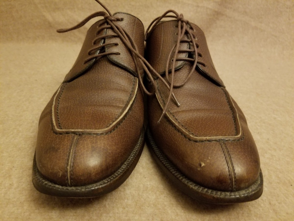 Salvatore Ferragamo Men Brown Leather Oxford Dress Lace Up  display picture 2