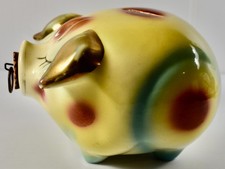 1957 Hull Pottery Company Corky Pig Bank W/ Gold Ears