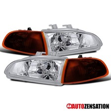 Fits 92-95 Honda Civic 2dr 3dr Clear Headlightssmokeamber Corner Signal Lamps Fits 92-95 Honda Civic 2dr 3dr Clear Headlightssmokeamber Corner Signal Lamps