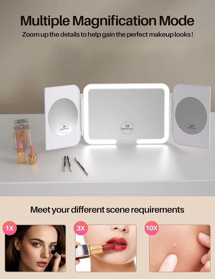 Makeup Mirror with Lights, 1X 3X Magnification with 10x Magnifying Mirror - Image 2 of 4