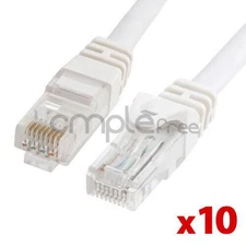 10x 3FT CAT6 Cable Ethernet Lan Network CAT 6 RJ45 Patch Cord Internet White NEW