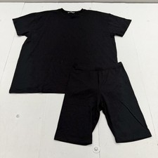 Zenana Lounge Shorts Set Womens L Black Jersey T-Shirt 2 Piece Casual Outfit