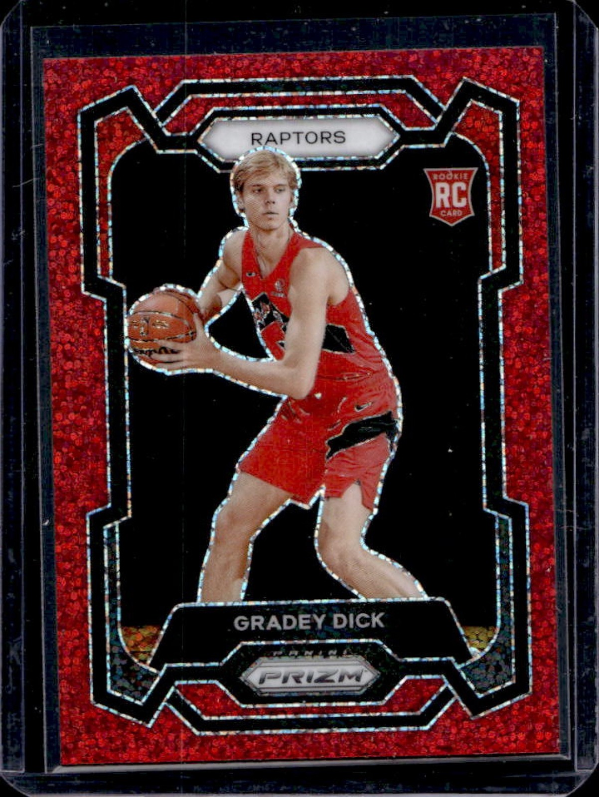 2023-24 Prizm Gradey Dick RC Prizms Red Sparkle #134 Raptors