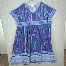 only necessities nightgown Womens 3x Moomoo Maxi V Neck Blue Purple Striped