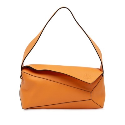 LOEWE Calfskin Puzzle Hobo Pre-Loved Schultertasche Orange