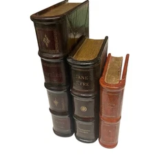 Lot of 3 Decorative Faux Book Boxes Wooden Antique Book Decorations Vintage