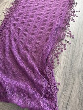 Purple Floral Lace Fringe Shawl Wrap Scarf Women Boho Gothic Victorian 17 x 70