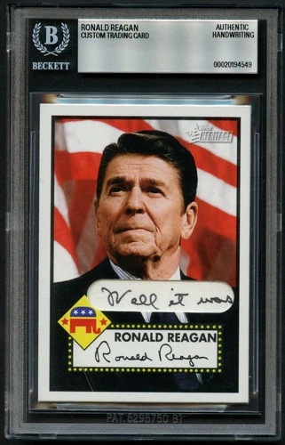 Ronald Reagan HANDWRITTEN WORDS "well it was" Custom Cut Card BAS Read DESC!