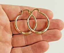 14K GOLD FILLED HOOP EARRINGS - 30mm  3 Tone Earrings   3