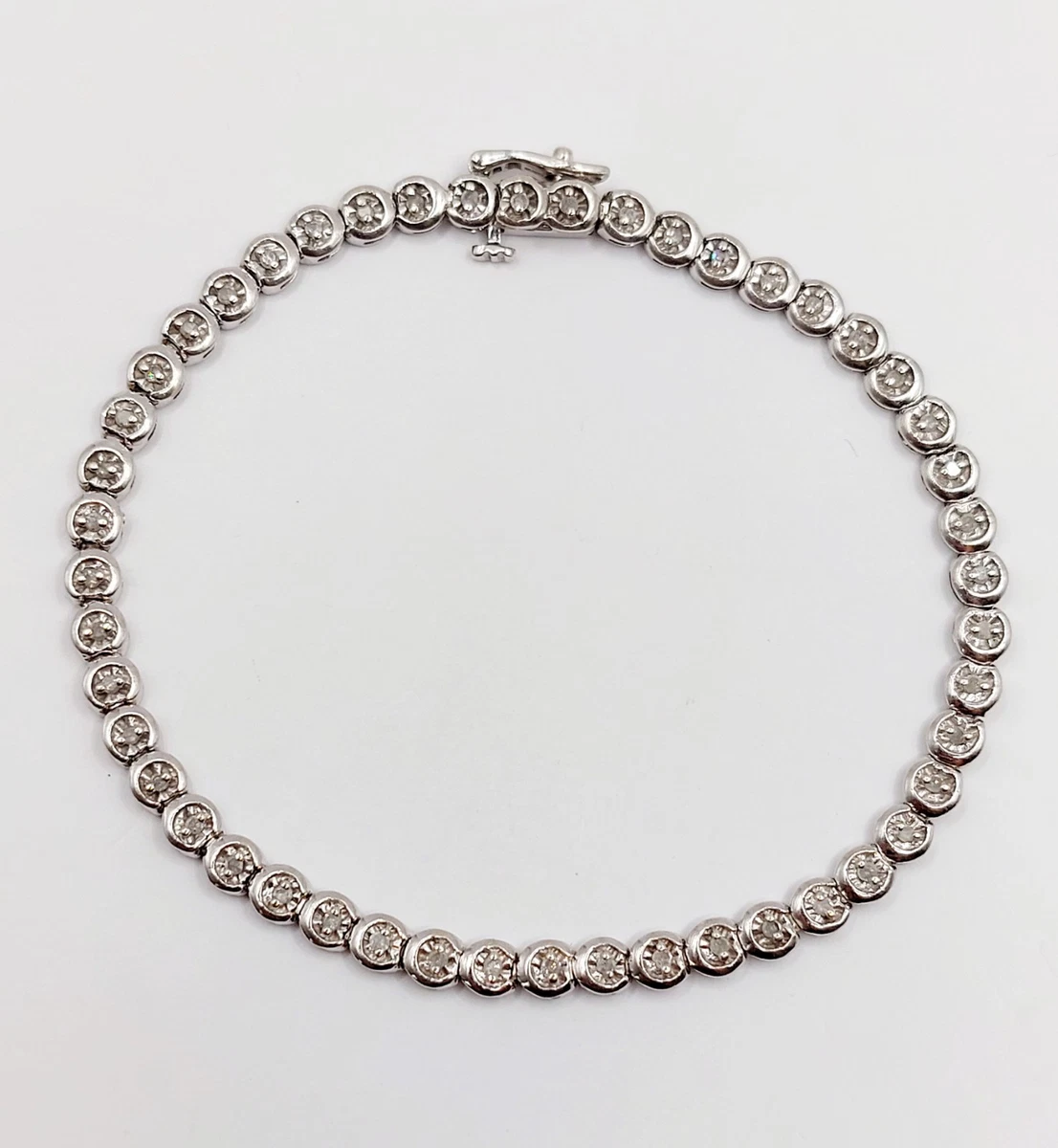 BFD Bracciale Tennis 1,55 Ct In Oro Bianco 9K, Diamanti Naturali Rotondi, Colore H-I, Purezza SI, Marchio UK