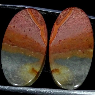 19.30Cts 100% Natural Polygram Jasper Pair Oval Cabochon 12X22X4MM