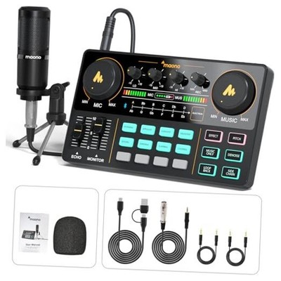  Podcast Equipment Bundle Audio mixer All-in-One Podcast AU-AM200-S1 Black