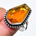 Honey Topaz Gemstone Handmade 925 Sterling Silver Jewelry Ring Size 8 C647