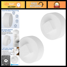 2" PVC Sewer Cleanout Plug - 2 Pack, Durable Drainage Access Cap for Plumbing