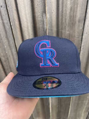 HAT CLUB 7 1/8 COLORADO ROCKIES CYBERPUNK NAVY HAT 10TH ANNIVERSARY PATCH