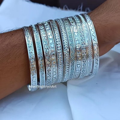 Set Of 11 Bangles Stacking Bangles 925Sterling Silver Handmade Bangles Si101