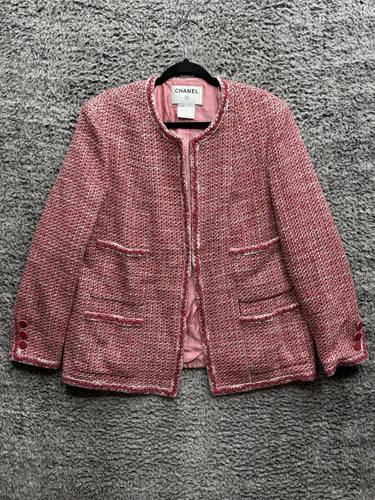 Blazer vintage CHANEL in tweed rosso taglia 46 P19117