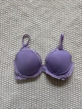 Purple Lavender Lilac Natori Feathers Contour Plunge Bra Lace 36D