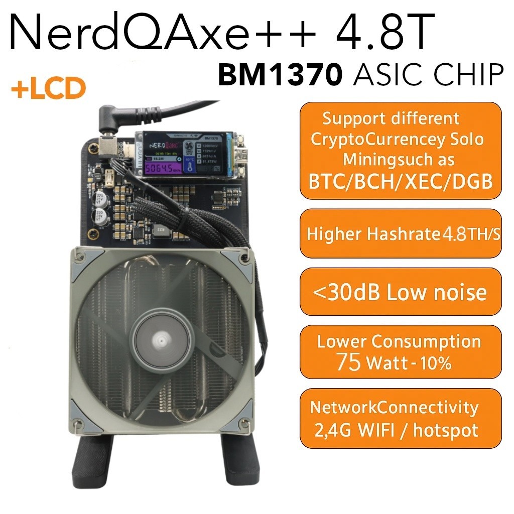 NerdQaxe++ ASIC Bitcoin Solo Miner 4.8TH/s BM1370 Chip BTC Mining Lotto  Machine