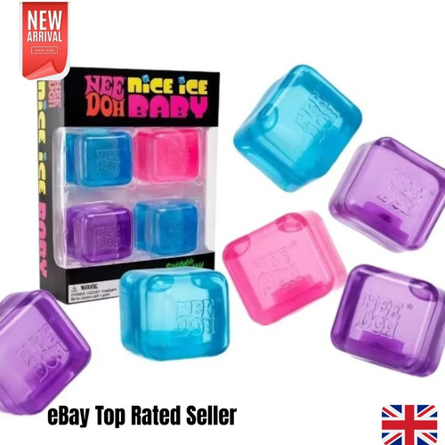 Needoh Nice Ice Baby 4 Pack Mini Cubes Squishy Stress Fidget Toy Authentic