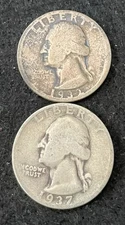 Lot of 2 Silver Washington Quarters #1 Free Shipping
