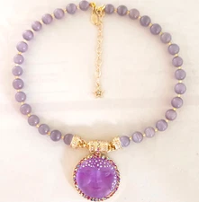 KIRKS FOLLY MAGNETIC ENHANCER AB CRYSTAL RHINESTONE PURPLE MOON FACE NECKLACE