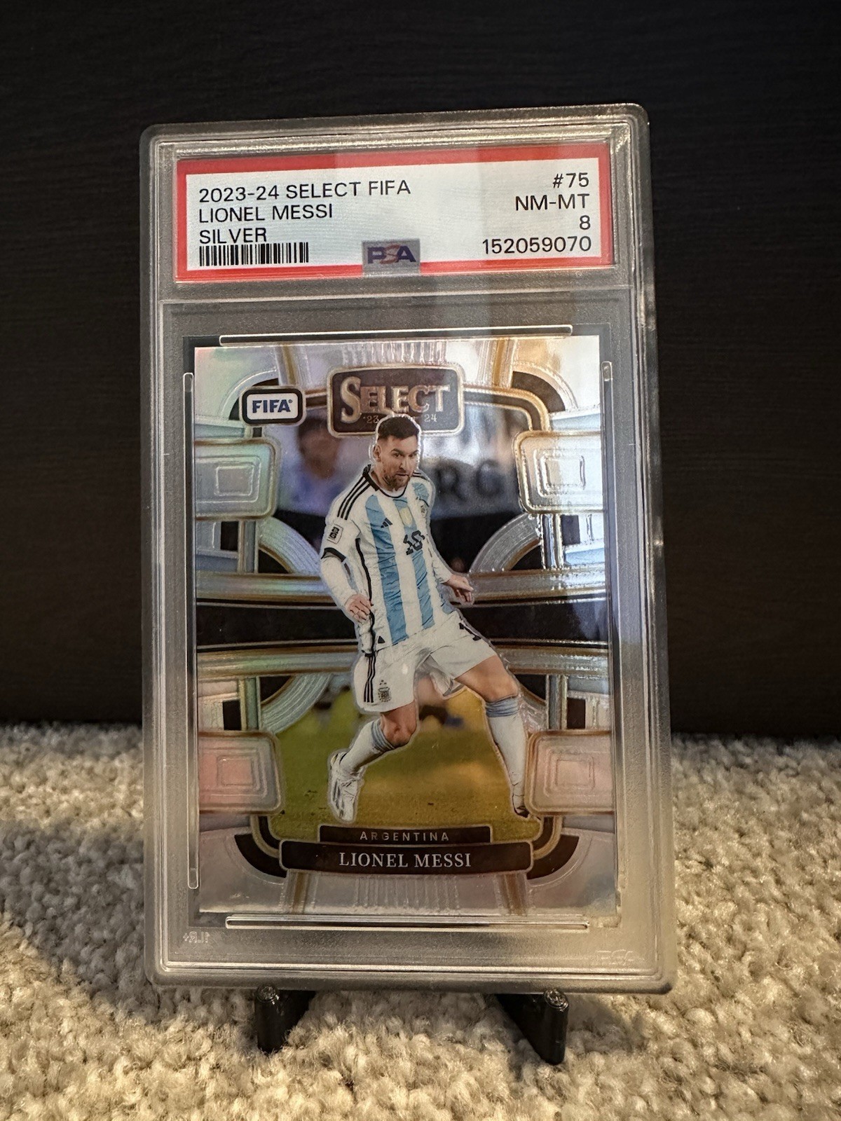 Lionel Messi 2023-2024 Select Fifa Silver PSA 8