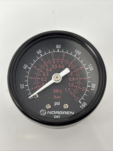 IMI Norgren Pressure Gauge 0–160 PSI / 0–16 Bar – Bottom Mount – New in Box