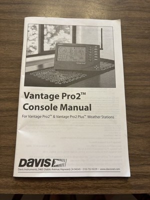 Davis Vantage Pro 2 Console Receiver Weather Station Manual