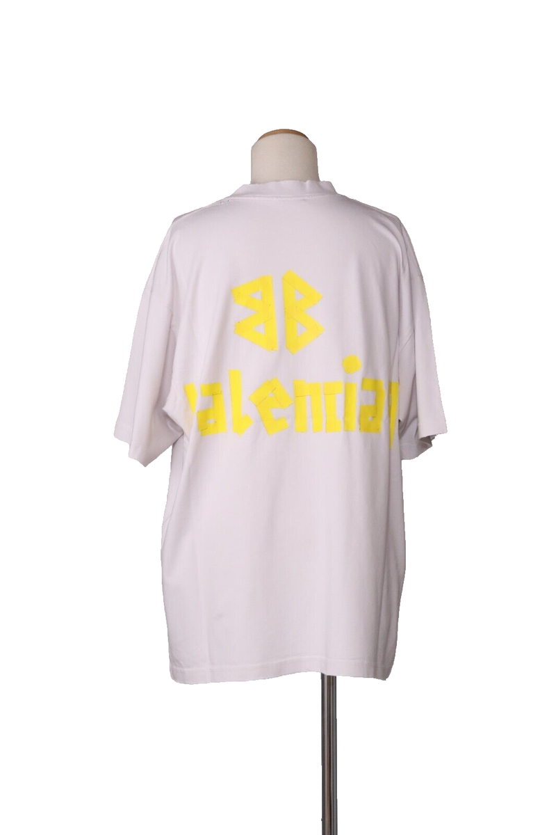 BALENCIAGA TAPE TYPE T-SHIRT MEDIUM FIT IN WHITE 739784 BALENCIAGA TAPE TYPE T-SHIRT MEDIUM FIT IN WHITE 739784