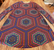 Boho FESTIVAL DRESS GROOVY PSYCHEDELIC YOGA Mod Hippie STRETCH NEW! CuTe $68 S/M