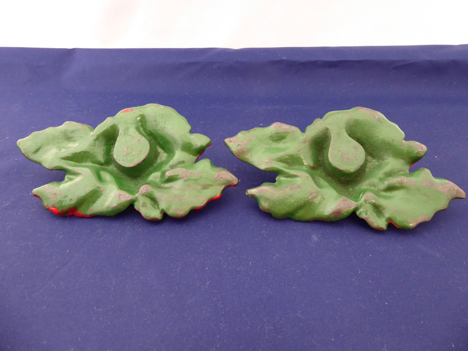 Vintage Cast Iron Holly Candle Holders Christmas eBay