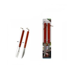Set Barbecue 2 Utensili Coltello E Forchetta Per Carne Brace 40 Cm