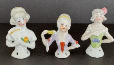 Lot 3 Small 2  Germany Pin Cushion Half Doll Fine Details VGC All Numbered