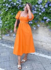 ZARA NWT SS22 ORANGE CONTRAST DRESS WITH CUT-OUT DETAIL SIZE M REF: 0264/349