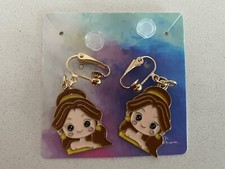 Princess Belle Clip On Earrings, Girl No Piercing Earrings, Children Jewelry