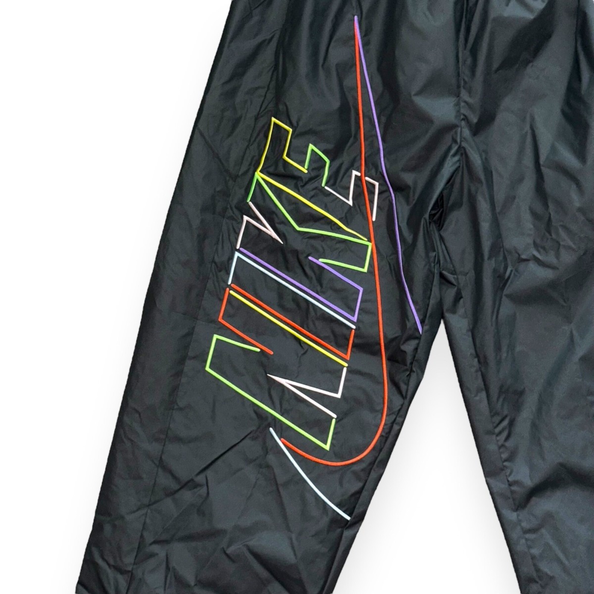Rare Retro Vintage Nike Rainbow Logo Pants 'Black' DX0622