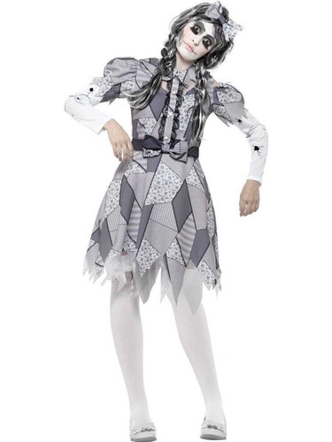 CA87 Ladies Damaged Broken Rag Doll Fancy Dress Halloween Zombie Horror Costume - Picture 2 of 4