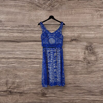 Finery Dress London Alderney Craft Lace Blue UK 8 Womens 
