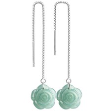 Certified Natural Green A Jade jadeite Rose 925 Sterling Silver Earrings