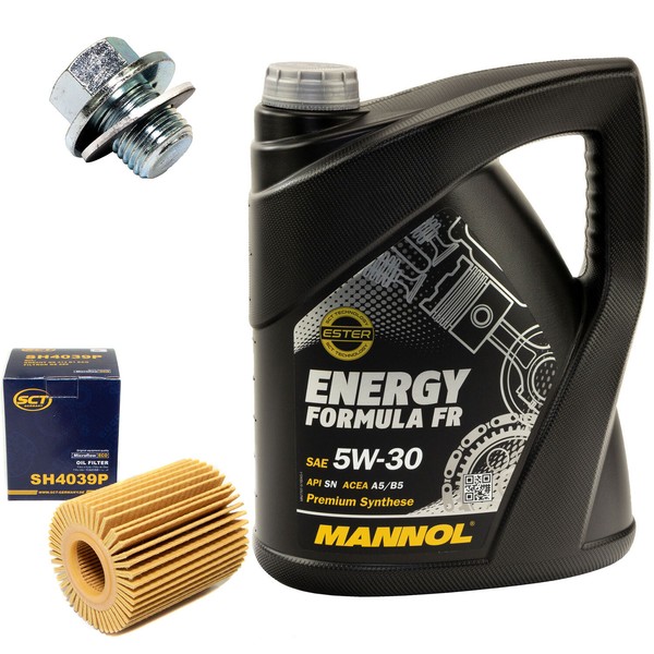 MotoröL Set 5W30 5 Liter + ÖLfilter SH 4039 P + Schraube FüR Lexus Toyota RAV 4-image