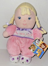 Garanimals Doll My Best Friend Soft Plush Rattle Blonde Blue Eyes Pink Purple