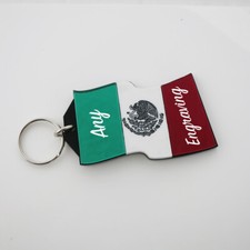 Mexican Flag Key Chain - Personalized Free - Engraved Keyring, Backpack Name Tag