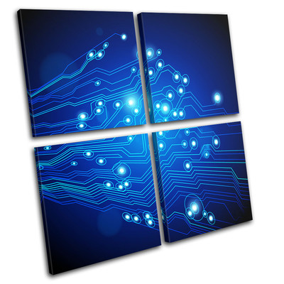 Cyber Technology Abstract MULTI Leinwand Wand Kunst Bild drucken